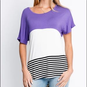Short Sleeve Color Block Top